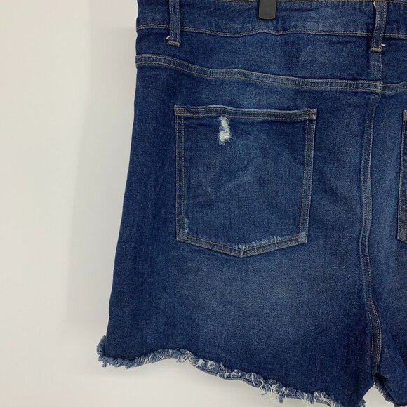Terra & Sky Shorts Blue Denim Cutoff Fray Hem Slit High Rise - Picture 8 of 8